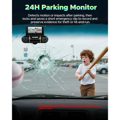 4 Channel Dash Cam Front and Rear inside with 24H Parking Monitor, 360 Degree View 5G Wifi Dash Camera, IR Night Vision Dashcam, G-Sensor, Free 128GB Card & Hardwire Kit